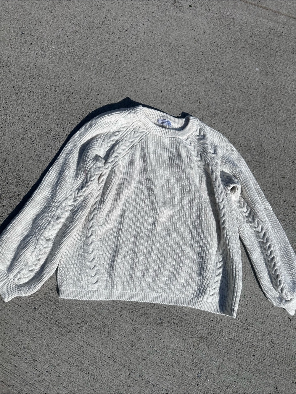 White Cable-Knit Crewneck Sweater - kids